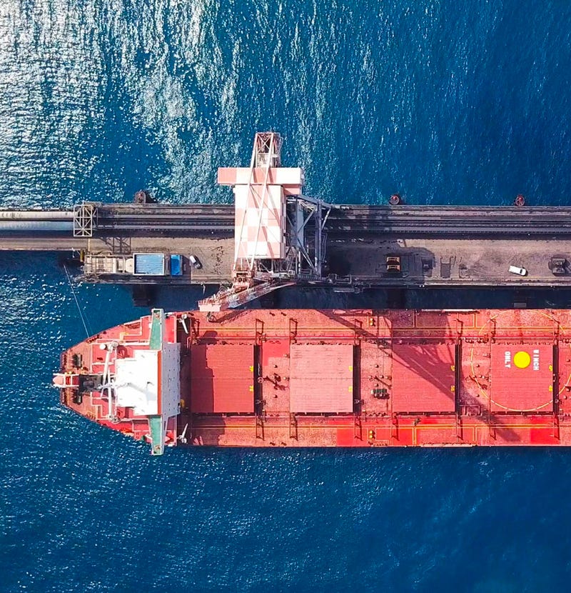 Cargo vessel from overhead