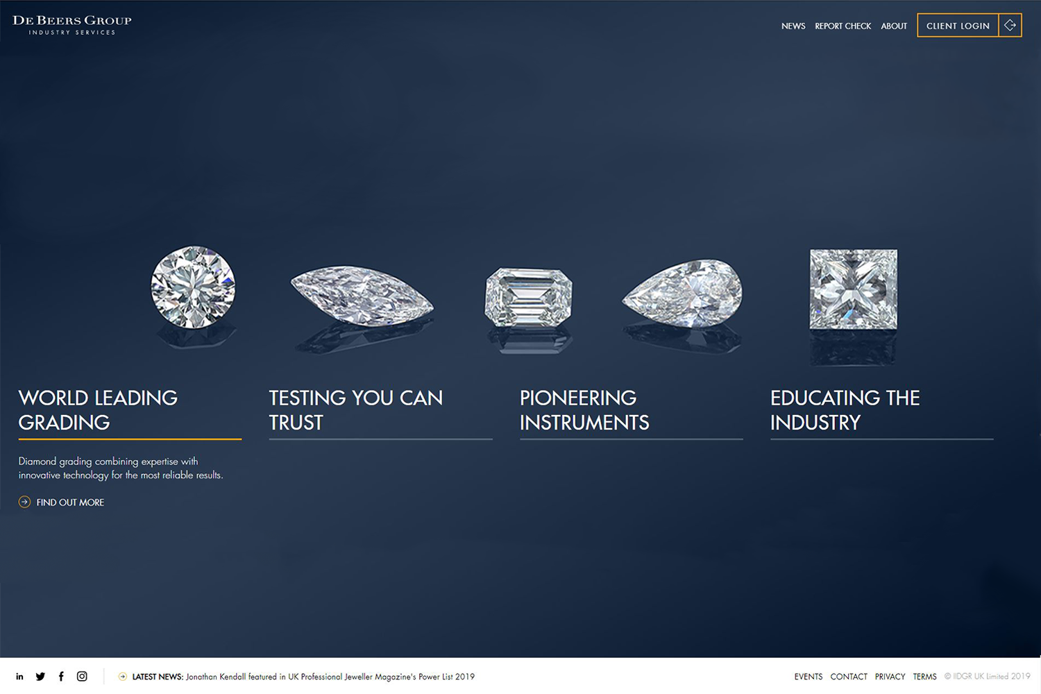 De Beers Industry Services homepage