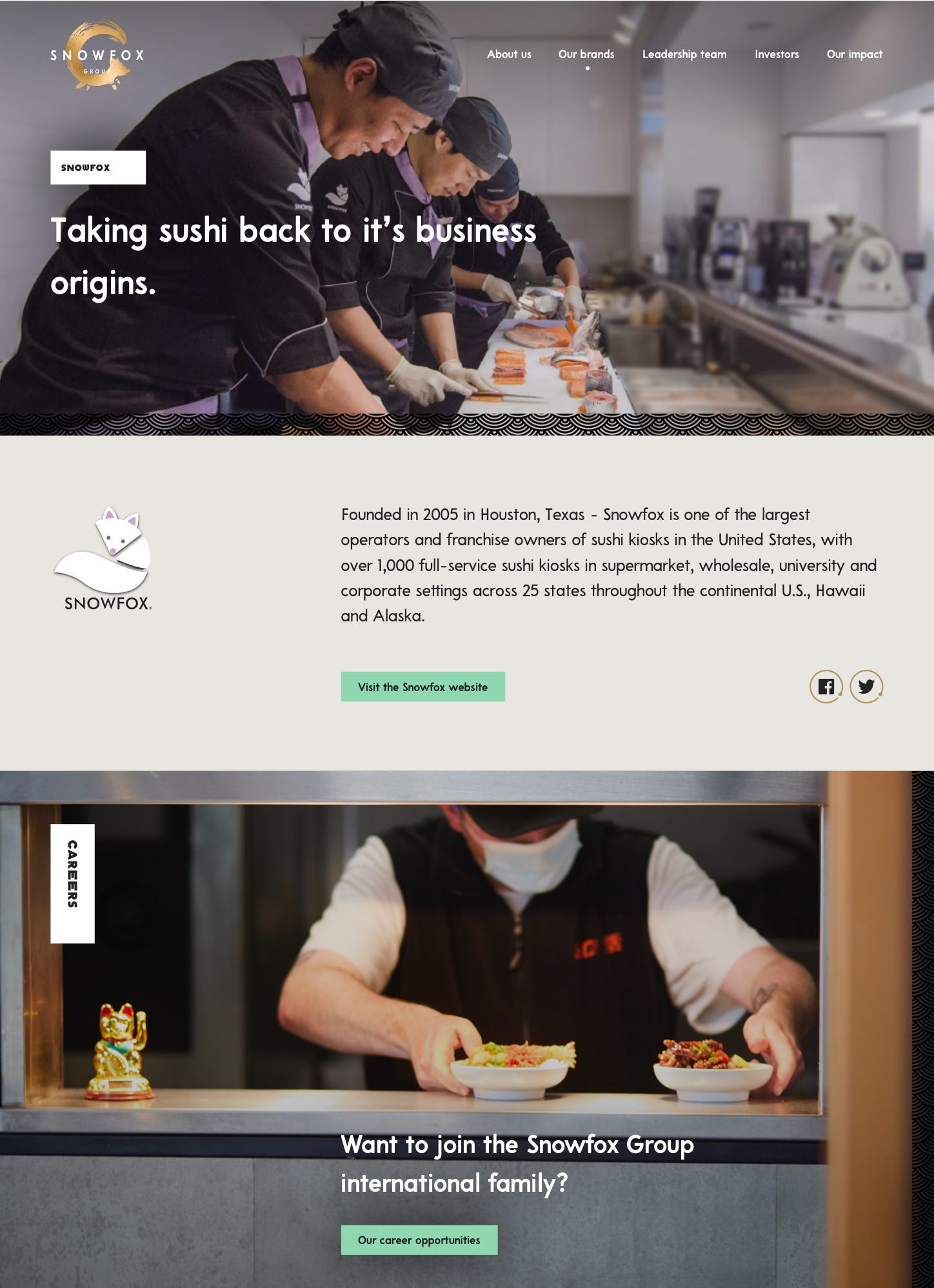 Snowfox brand landing page design