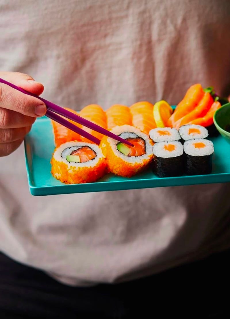 Platter of mixed sushi