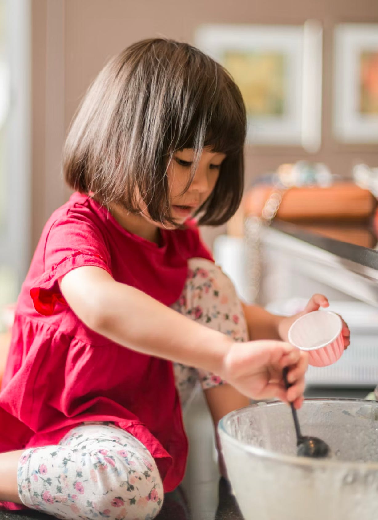 Young girl baking