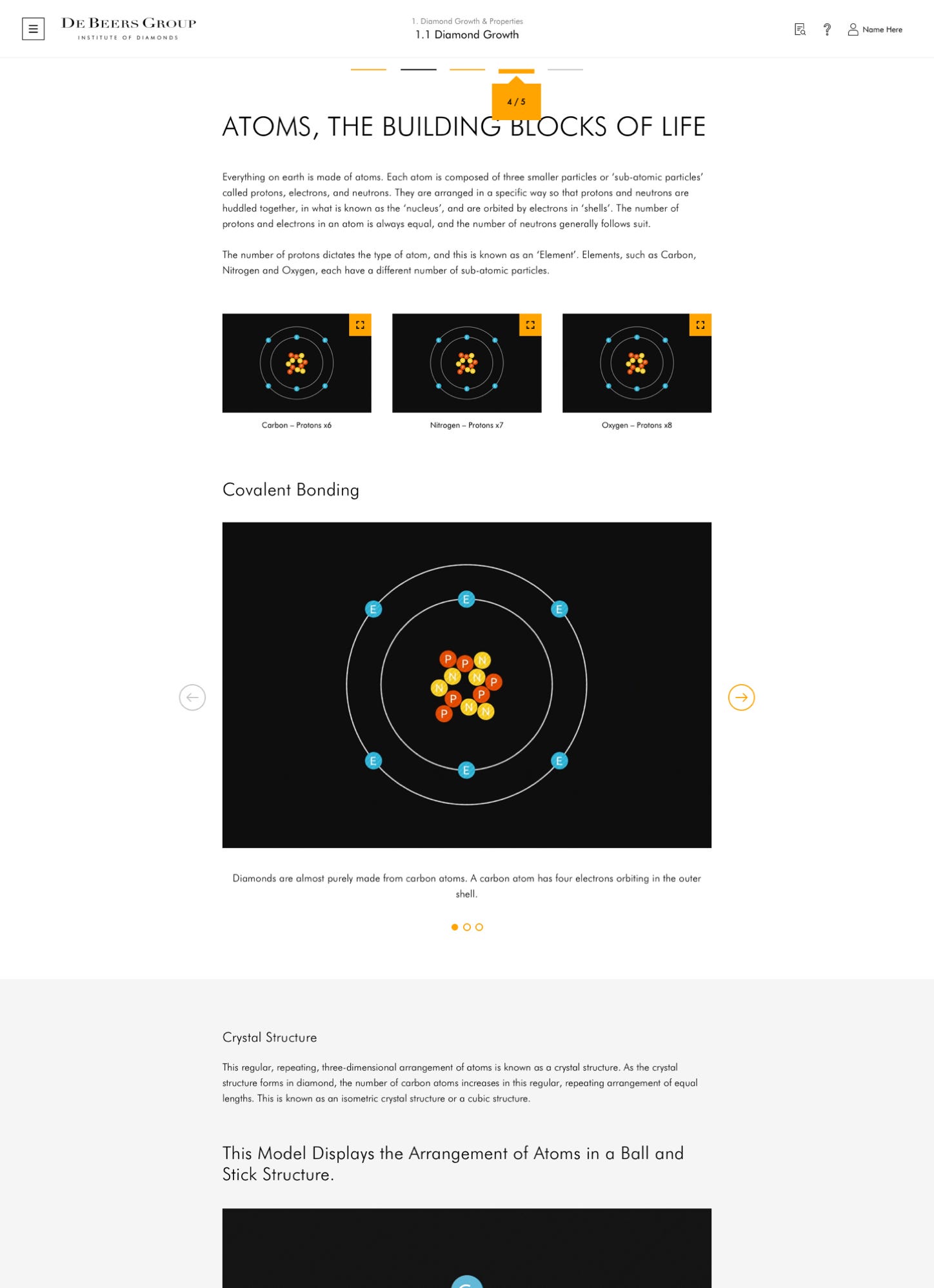 De Beers Education course page design