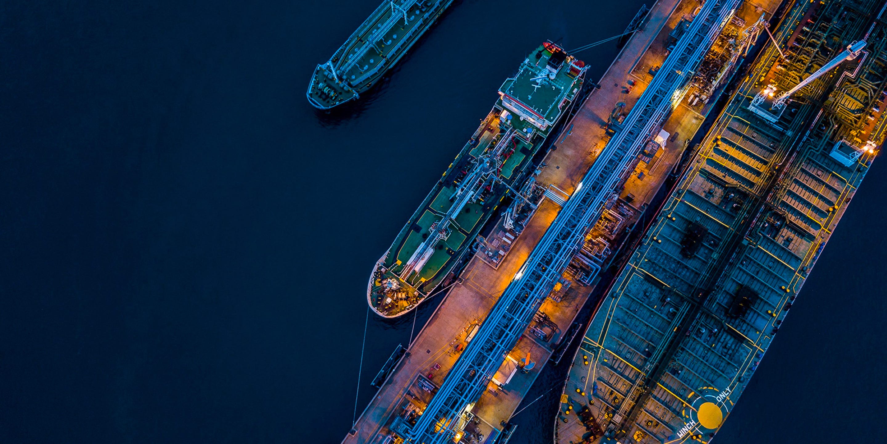 Cargo ships at night