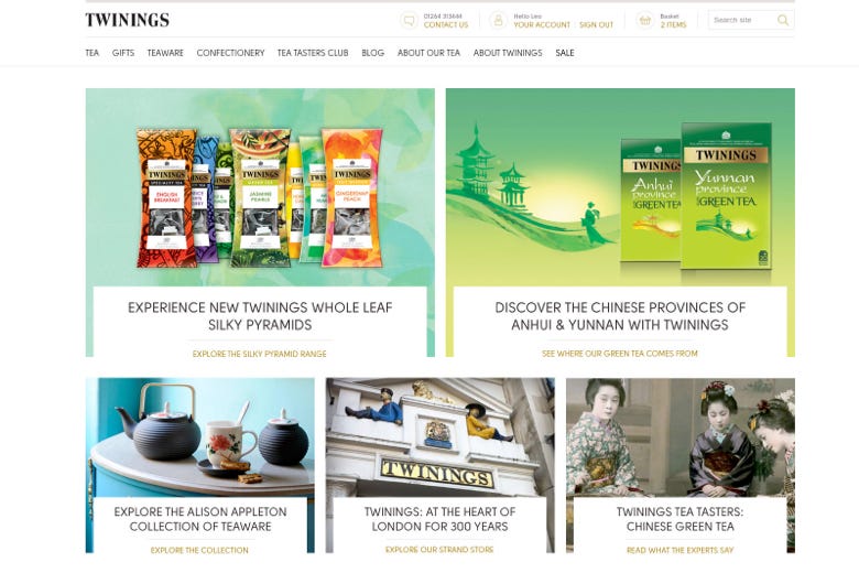 Twinings homepage