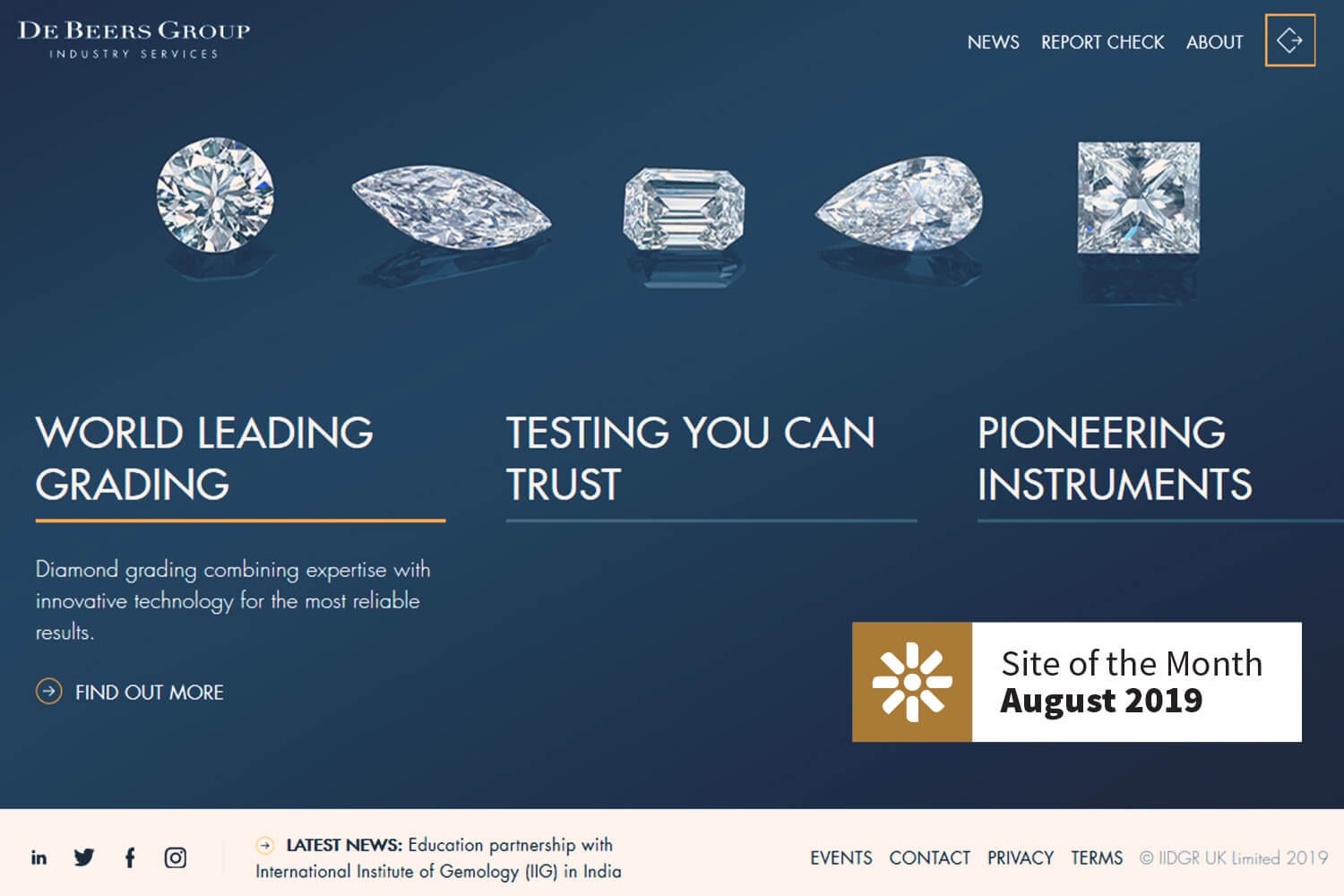 De Beers Industry Services homepage