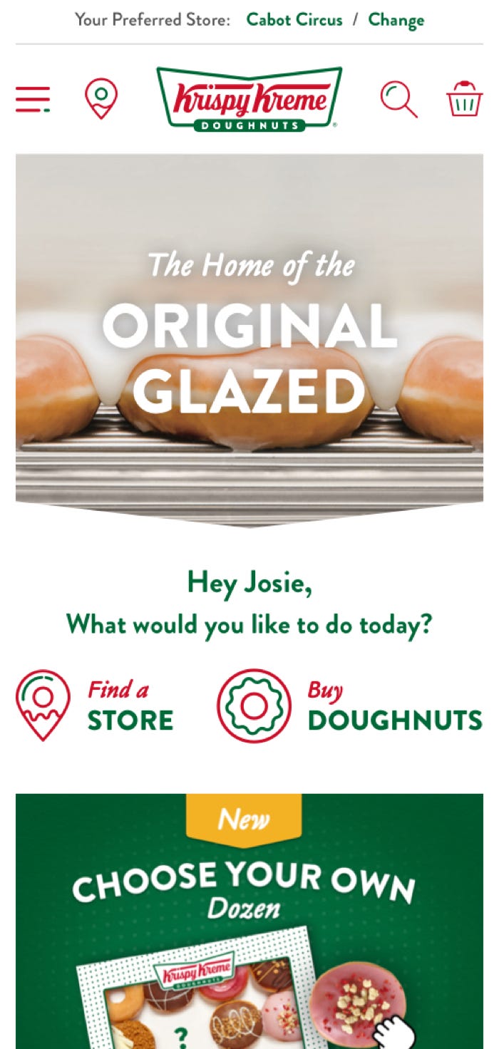 Krispy Kreme store page design