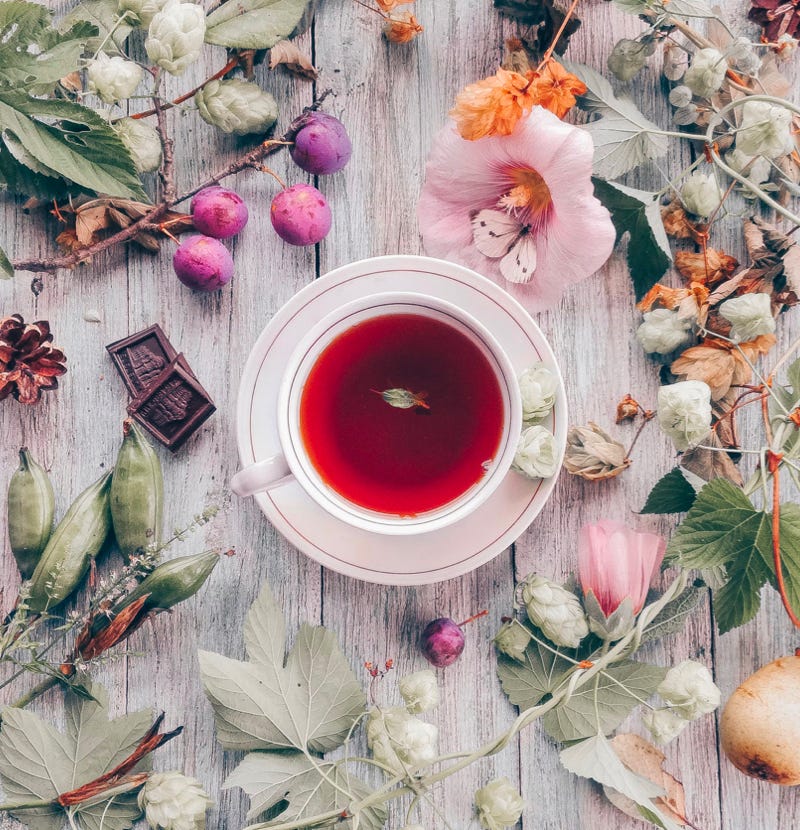 A cup of loose leaf tea