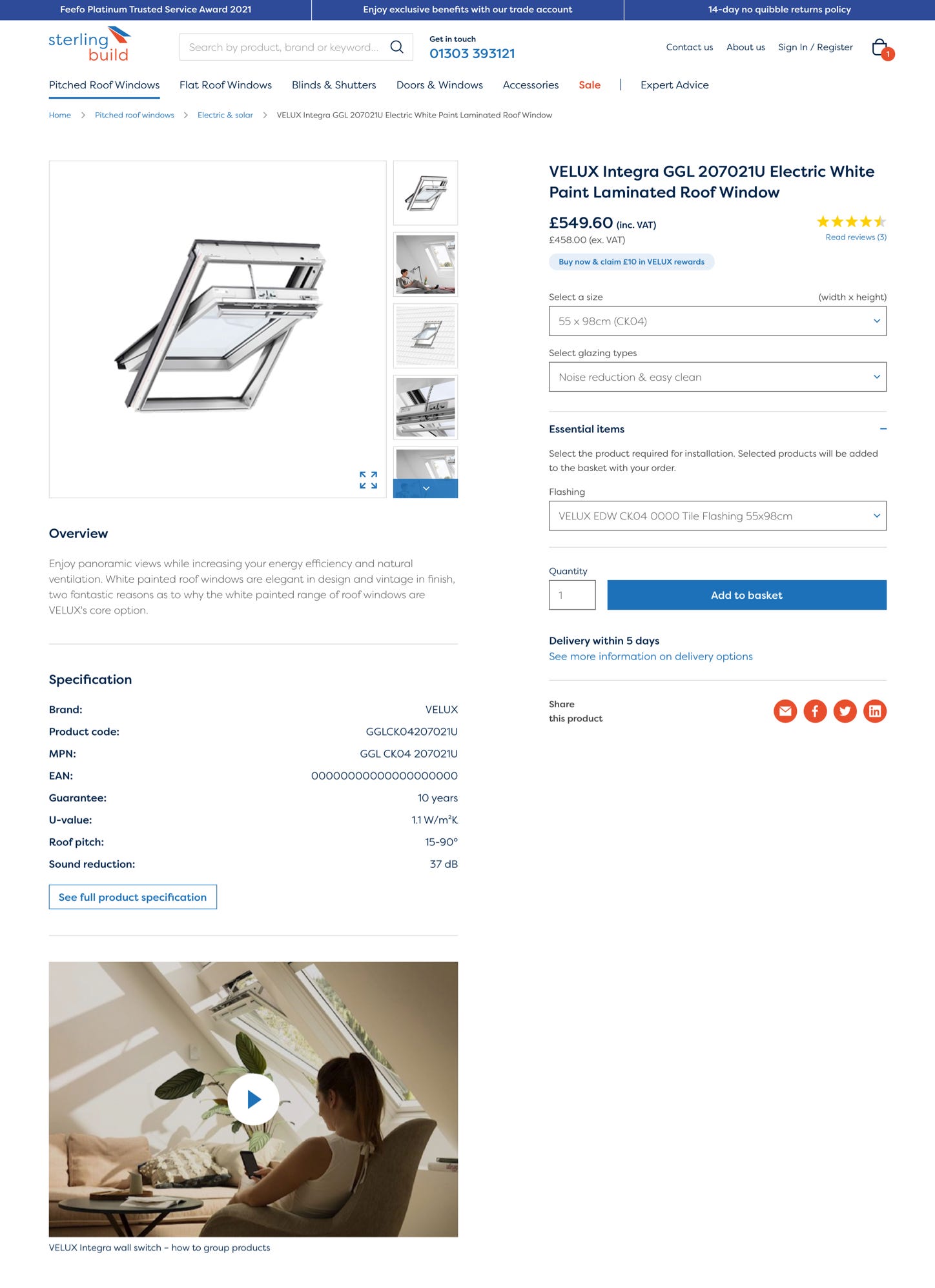 Sterlingbuild product page on a desktop device