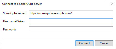 Enter either the SonarQube or SonarCloud server URL into the SonarQube server field.