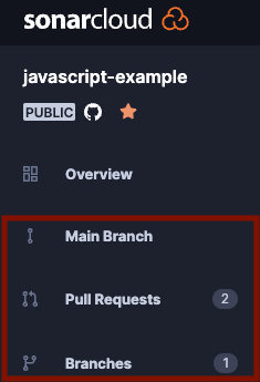 Left sidebar with pull requests and branches highlighted.
