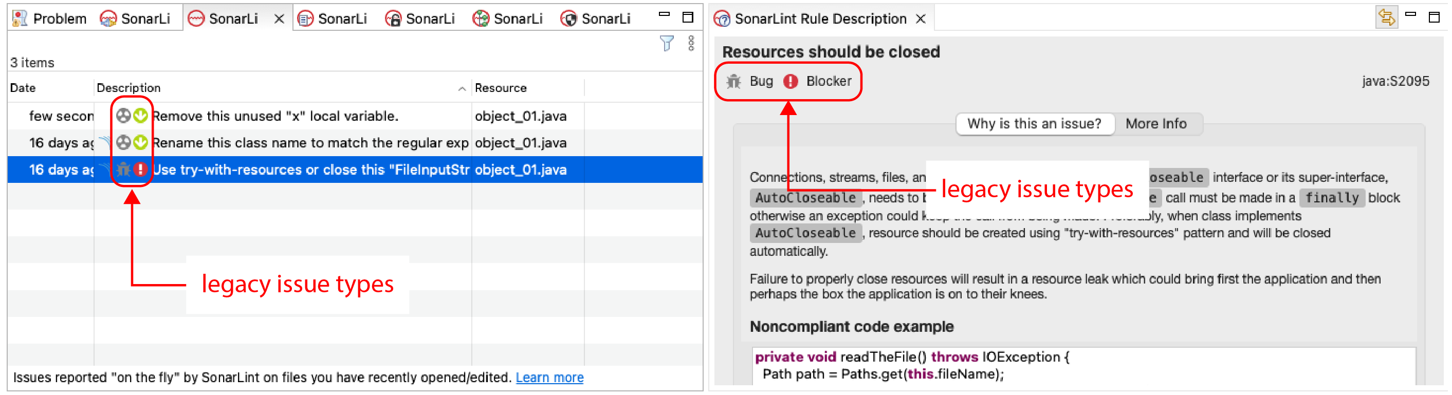 SonarLint for Eclipse 8.0 showing legacy issue types while in Connected Mode with SonarQube 10.1.