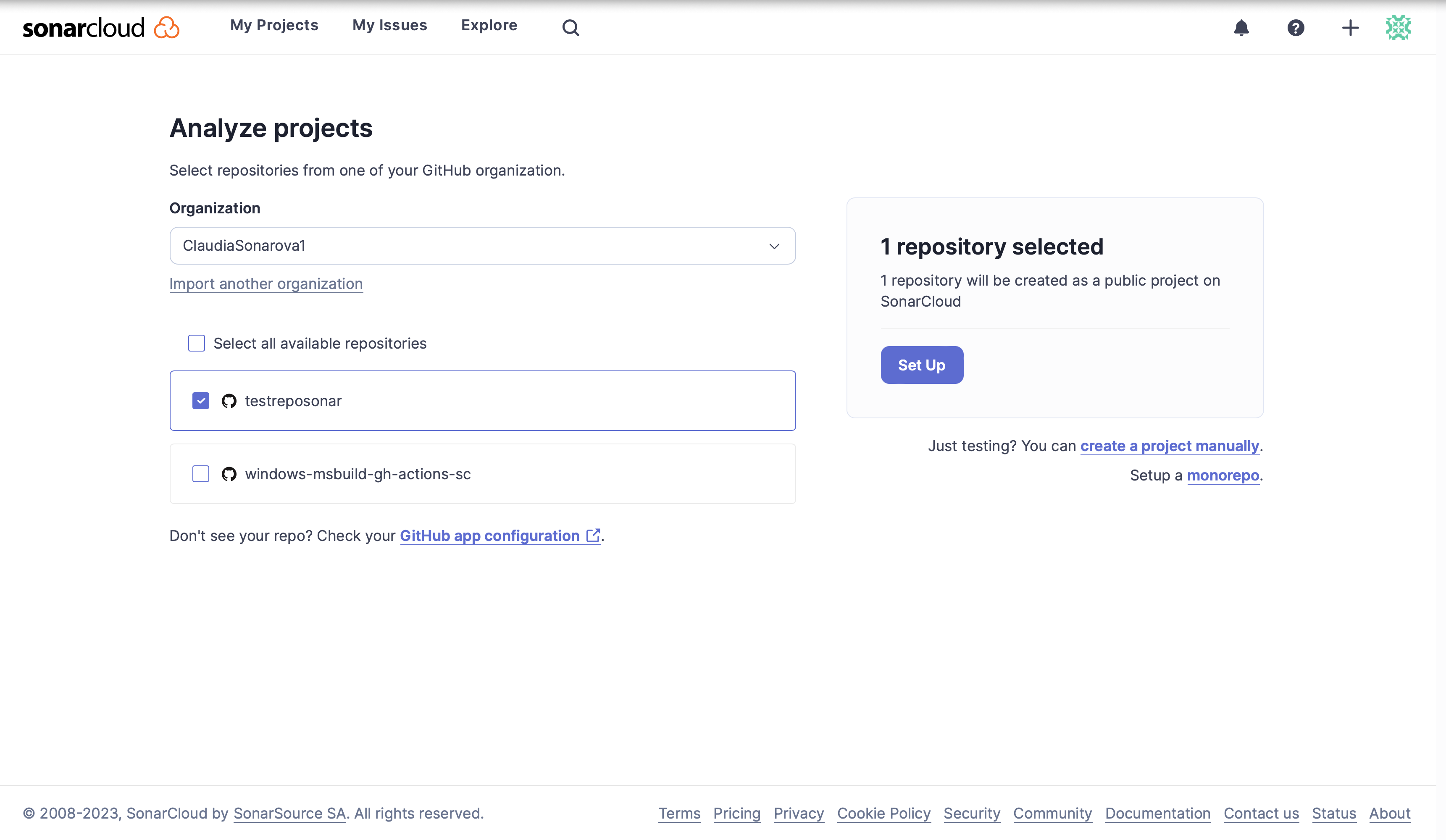 Select the repos you want to import from GitHub.