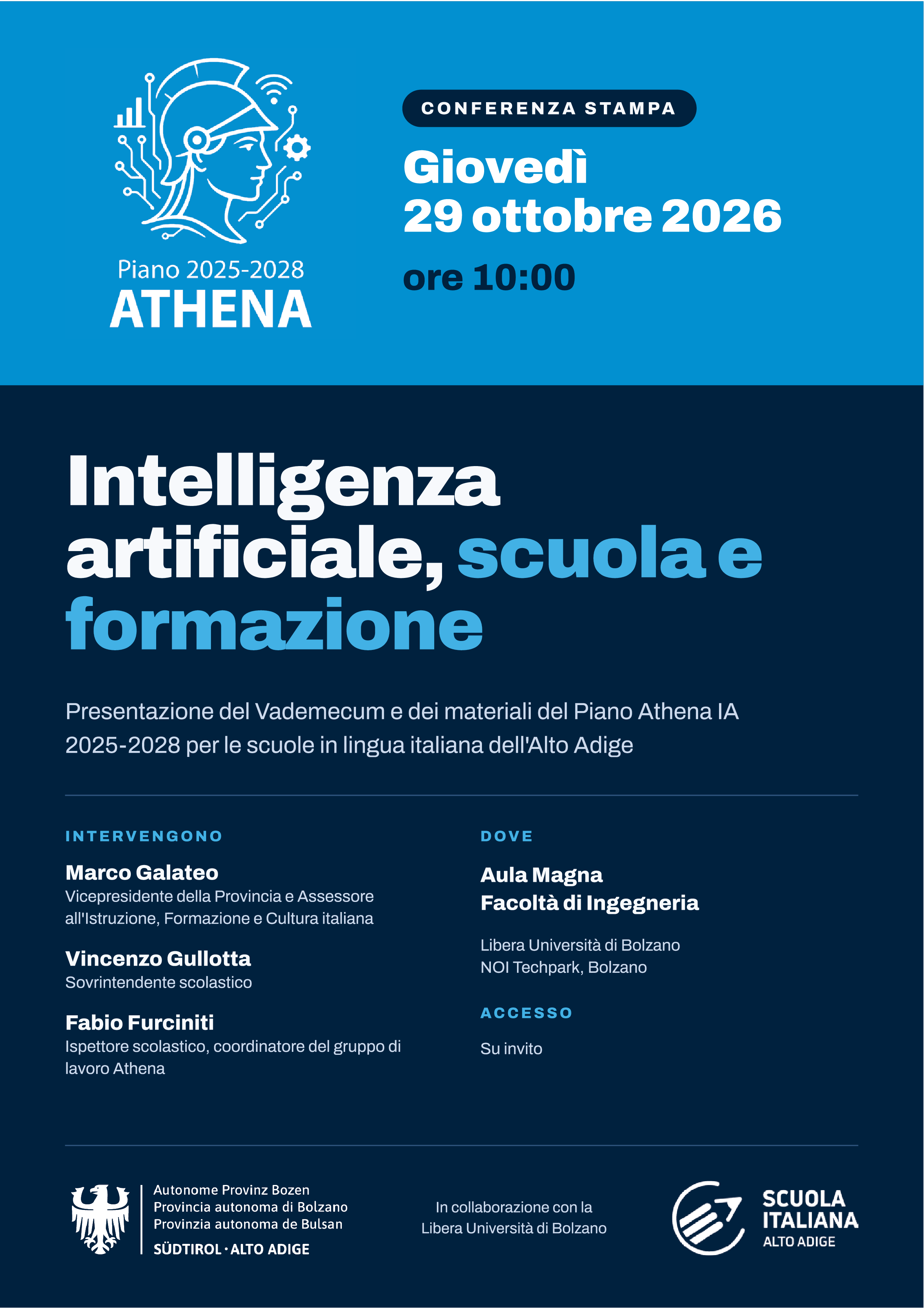 La conferenza stampa si terrà il 29 ottobre alle ore 10:00