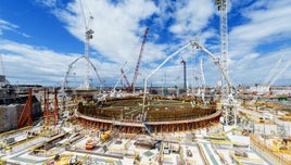 A picture of Hinkley Point C - a power plant - while under construction