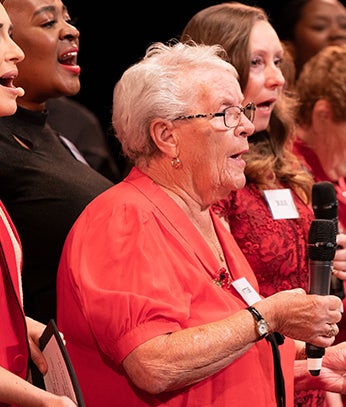 Actress Vicky Mclure sings with her dementia choir