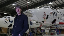 Brian Cox in the Virgin Galactic hanger