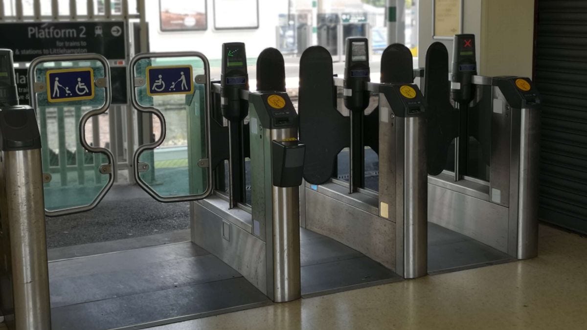 Ticket barriers at rail station