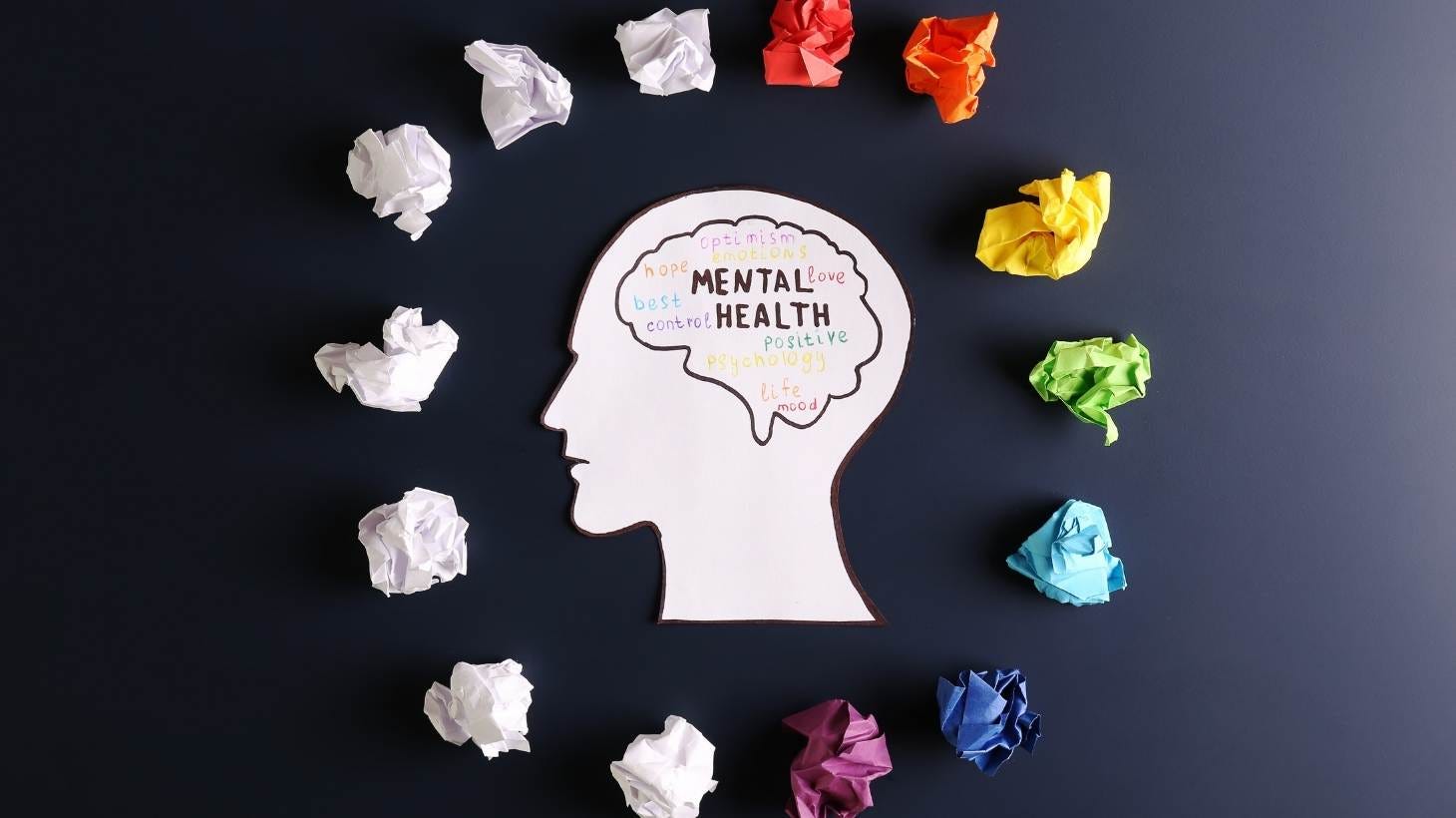 Image of human head with text "Mental Health"