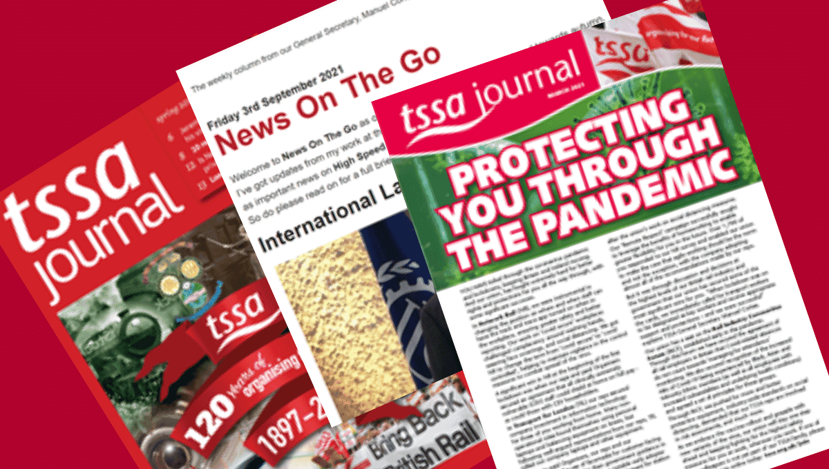 Mintage of two TSSA journal covers and part of the News on the Go digital newsletter