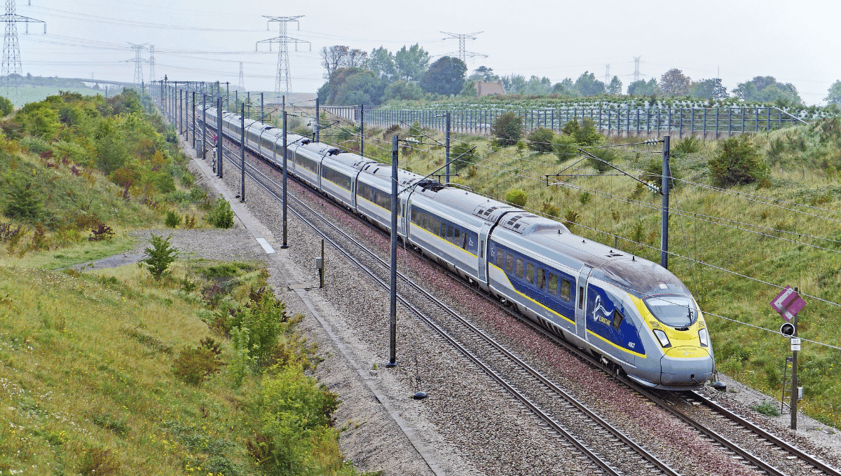 Eurostar train on tracks