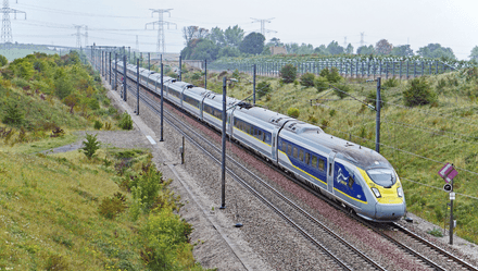 Eurostar train on tracks