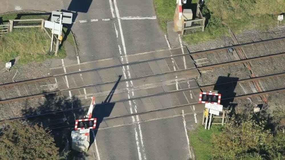 Level crossing aerial shot