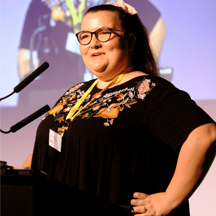 Gemma Southgate TSSA EC member at the rostrum