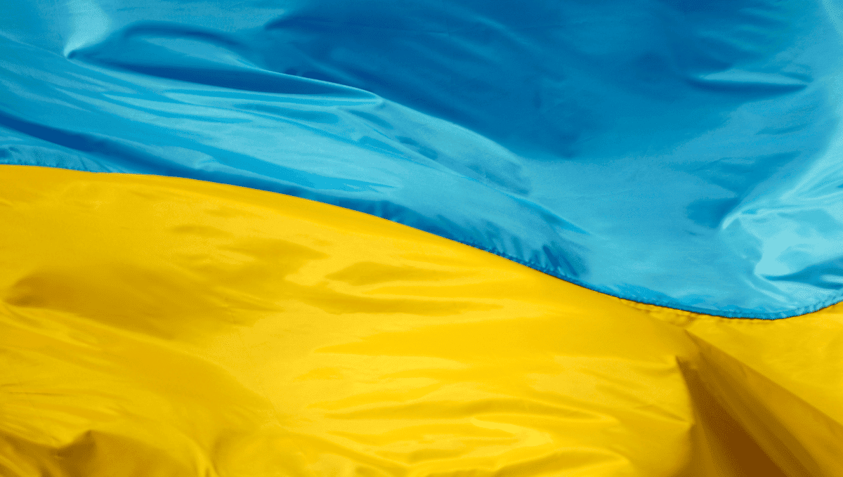 Ukraine flag yellow and blue filling the frame.