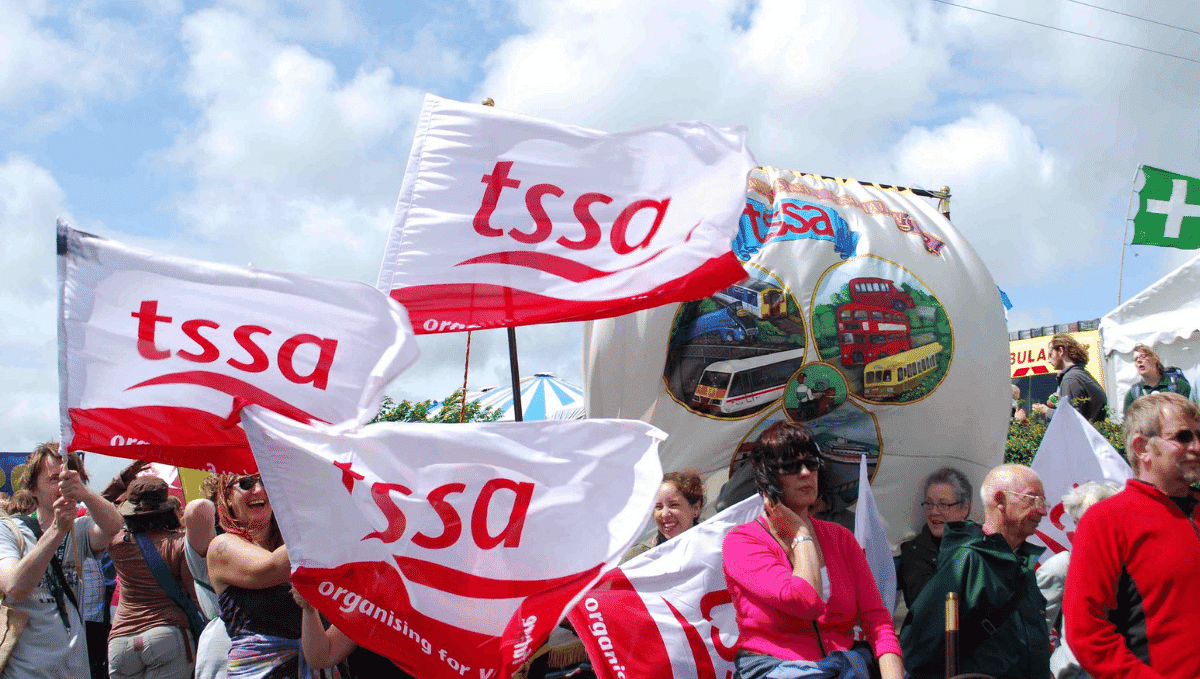 TSSA flags at Tolpuddle festival