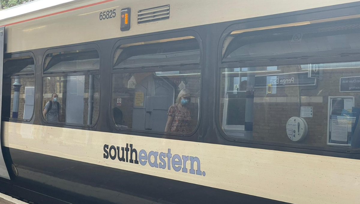 Southeastern train at platform, Penge East station