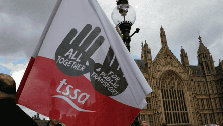 TSSA flag outside parliament 