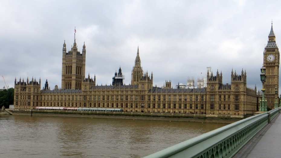 Wide view of Houses of Parliament London 