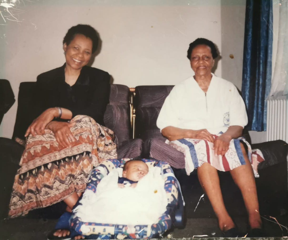 TSSA Treasurer Mary Sithole's mother Eltinah (left) and grandmother Diana with her eldest son