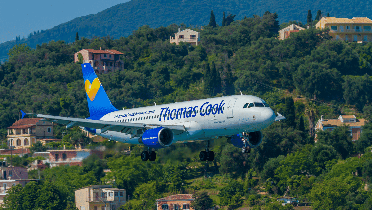 Thomas Cook aeroplane in flight