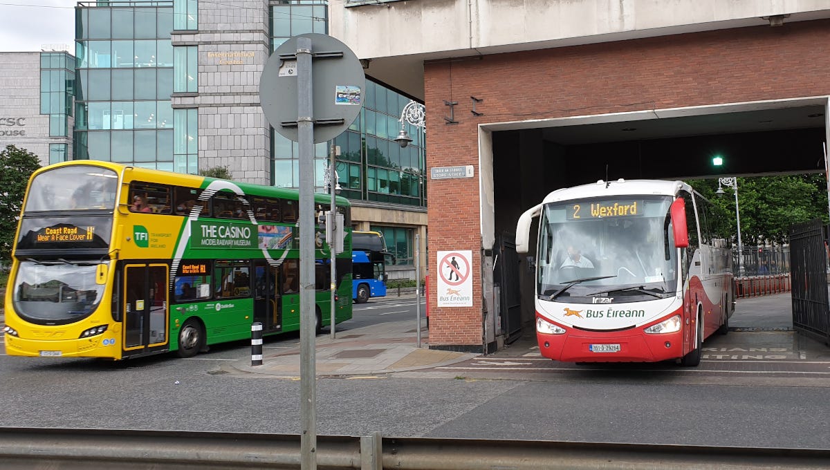 Dublin Bus and Bus Éireann buses at Busáras in Dublin ©Donnacha DeLong