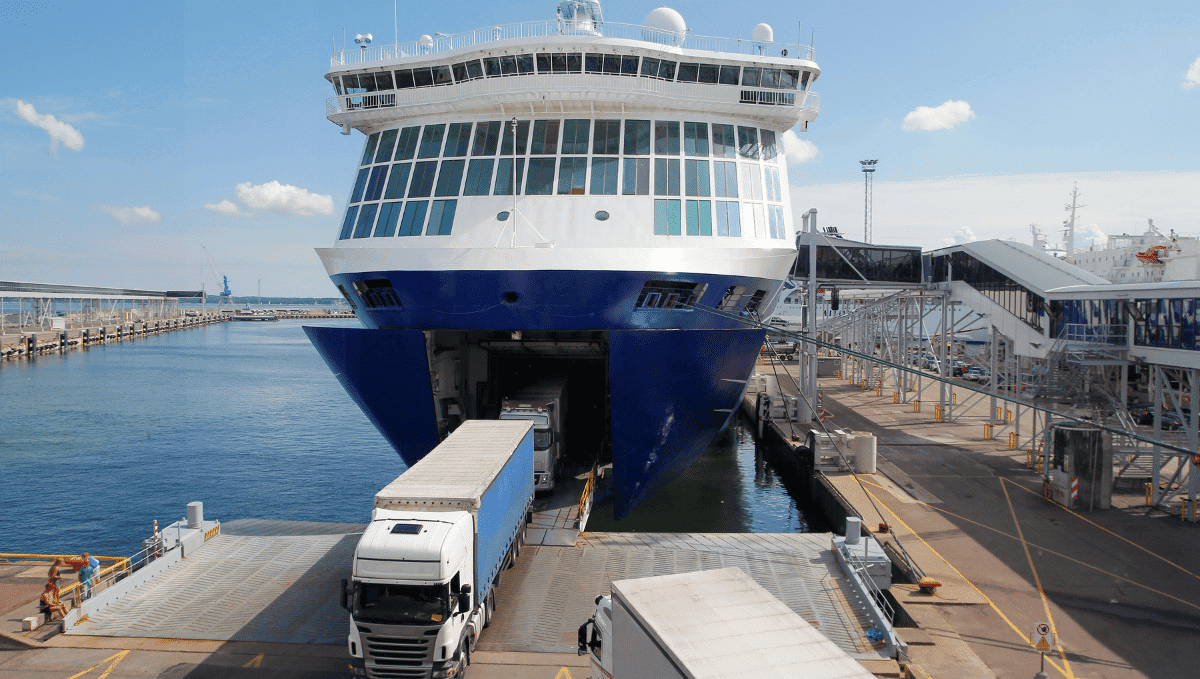 Ferry with lorry disembarking