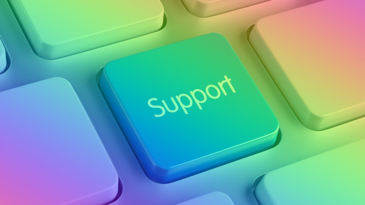 Support button on keyboard with rainbow filter 