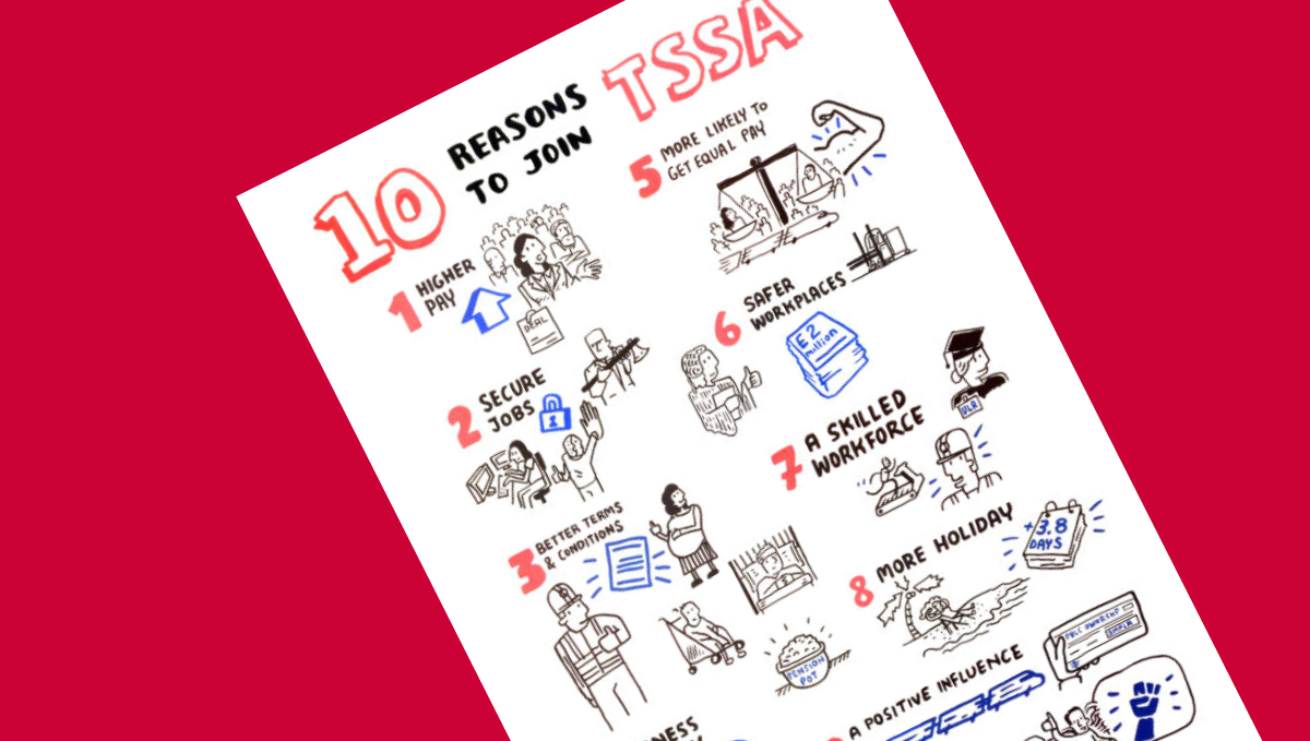 Ten reasons to join TSSA with cartoon images