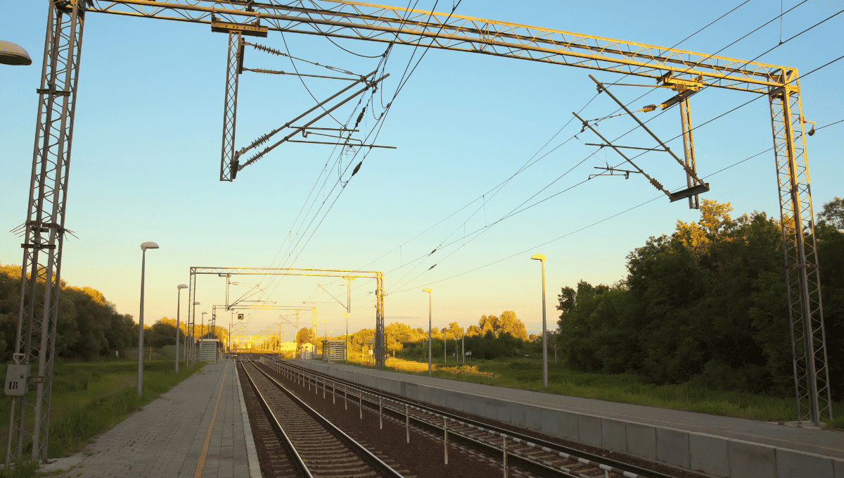 Overhead electric lines above railway track