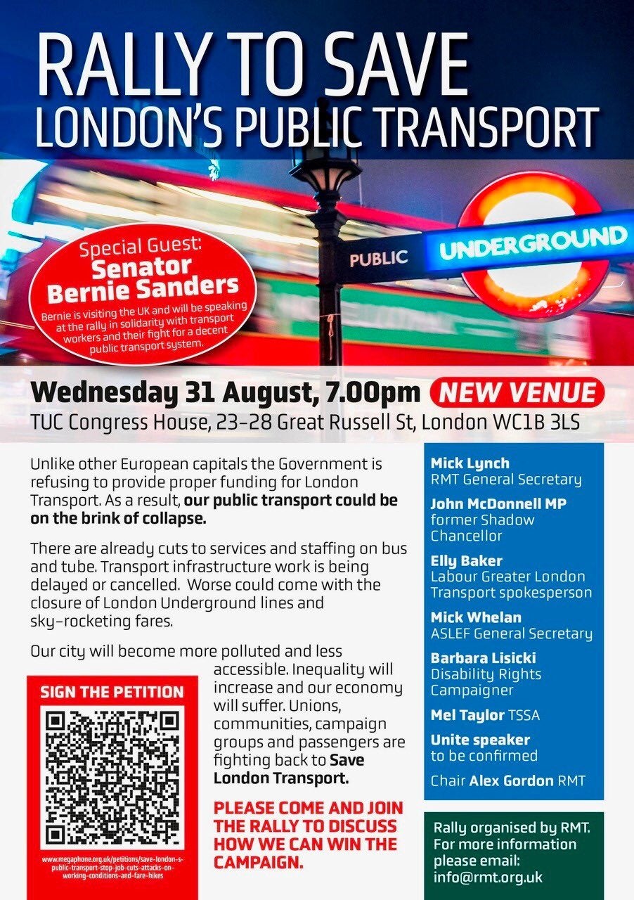 Save London Transport event poster