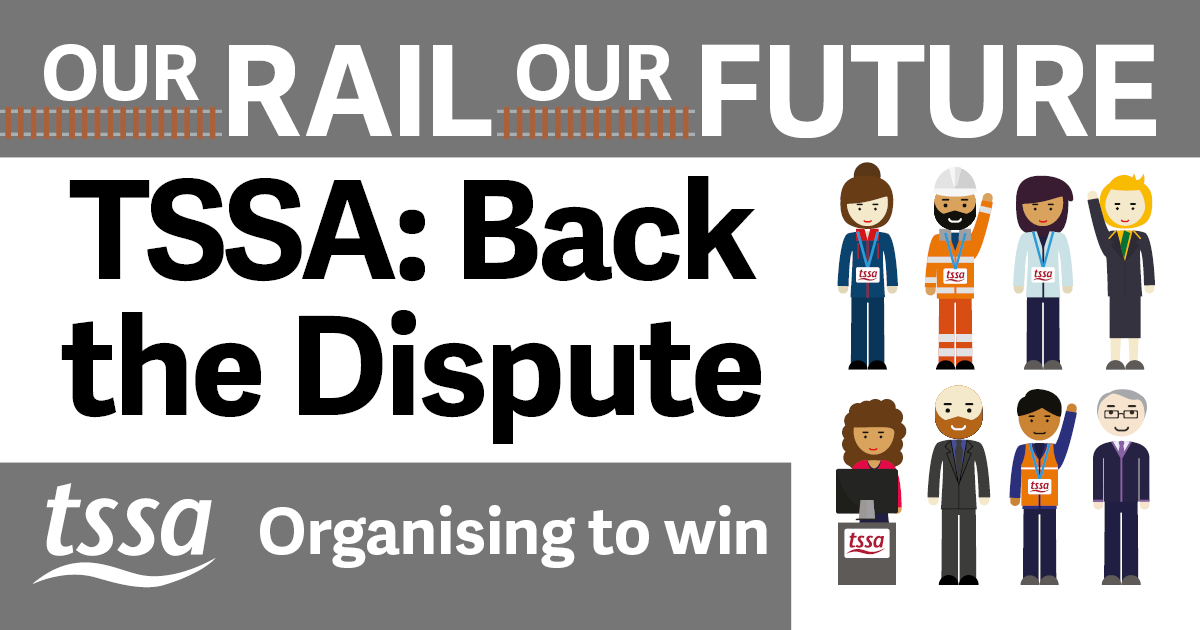 Our Rail Our Future - Back the Dispute campaign graphic, grey