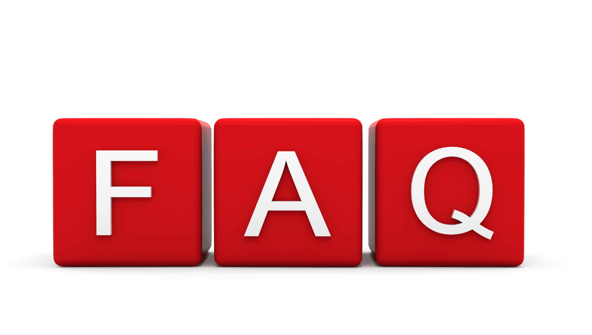 Image showing three letter blocks spelling out: FAQ