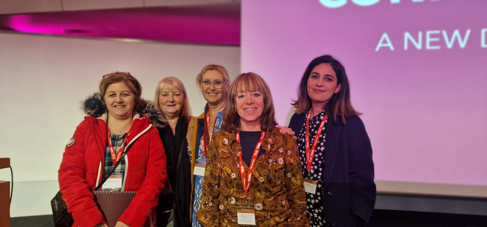 Five women attending the TUC Women's conference 