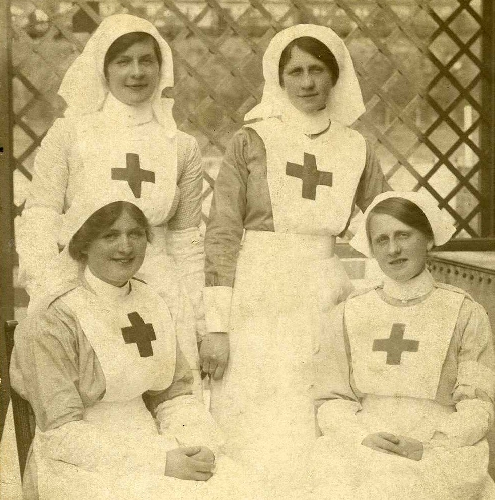 Four Red Cross nurses during the First World War.