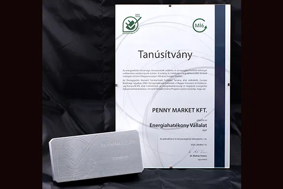 Energiahatékony vállalat Tanúsítvány fotója