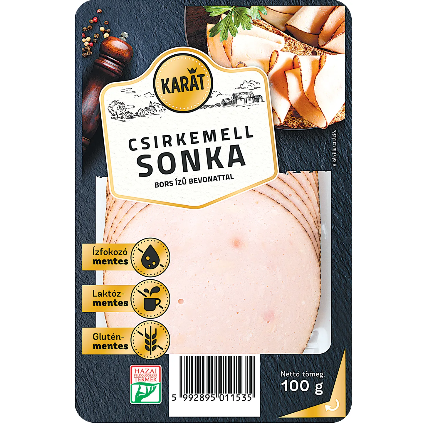 KARÁT CSIRKE MELL SONKA BORS ÍZŰ BEVONATTAL 100G