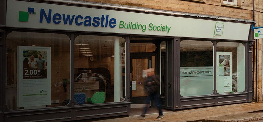 Exterior photo of Newcastle Building Society, Hexham branch.
