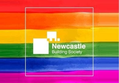 Newcastle Building Society logo with the pride flag 