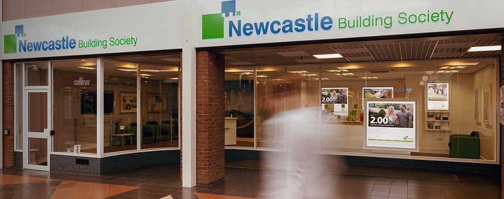 Exterior photo of Newcastle Building Society, Cramlington branch.