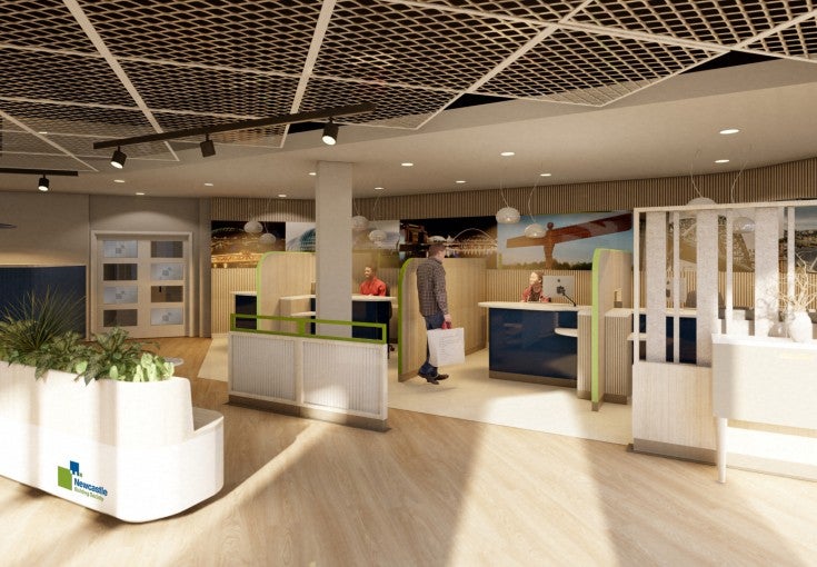 CGI image of what the new Newcastle Building Society Monument branch interior will look like.